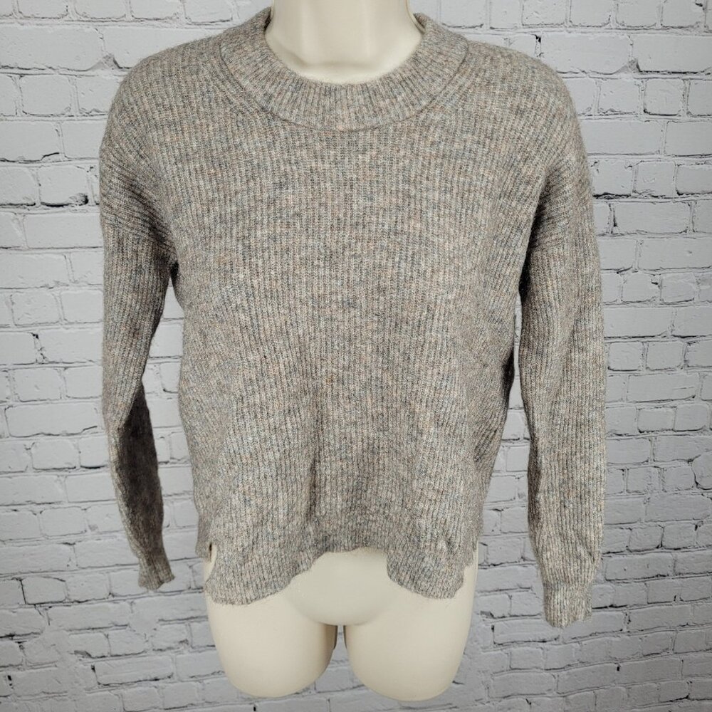 Madewell Grey Merino Wool Blend Stretch Pullover Crew Neck Sweater Size XS